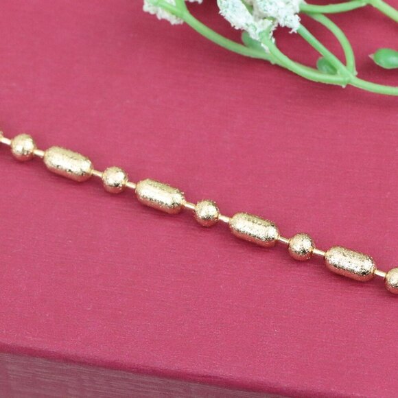 "Rose Gold Textured Bead Bracelet with Adjustable Chain, XPBL1156 - Picture 10 of 12